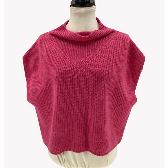 Anthropologie The Cashmere Collection Pink Ribbed Knit Poncho - Picture 3 of 8